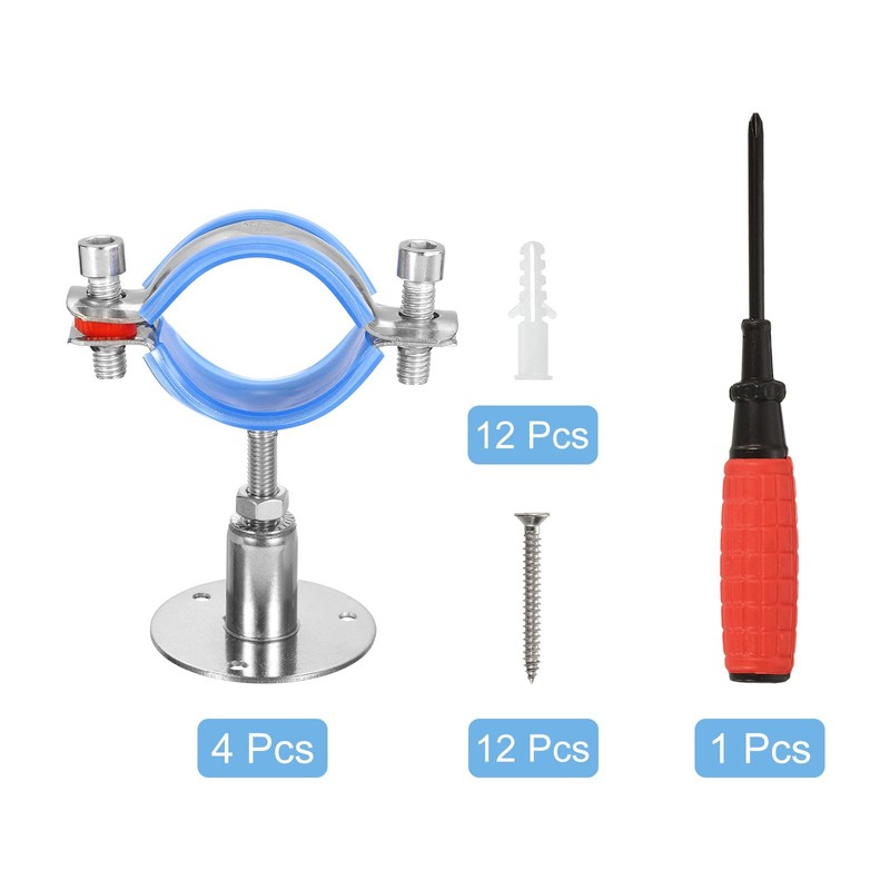 QUARKZMAN 4 Piece Pipe Bracket, Stainless Steel Wall and Ceiling