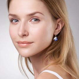 MONGAS Flower Earrings Sterling Silver Floral Dangle Earrings Flower Jewelry for Women, No Gemstone