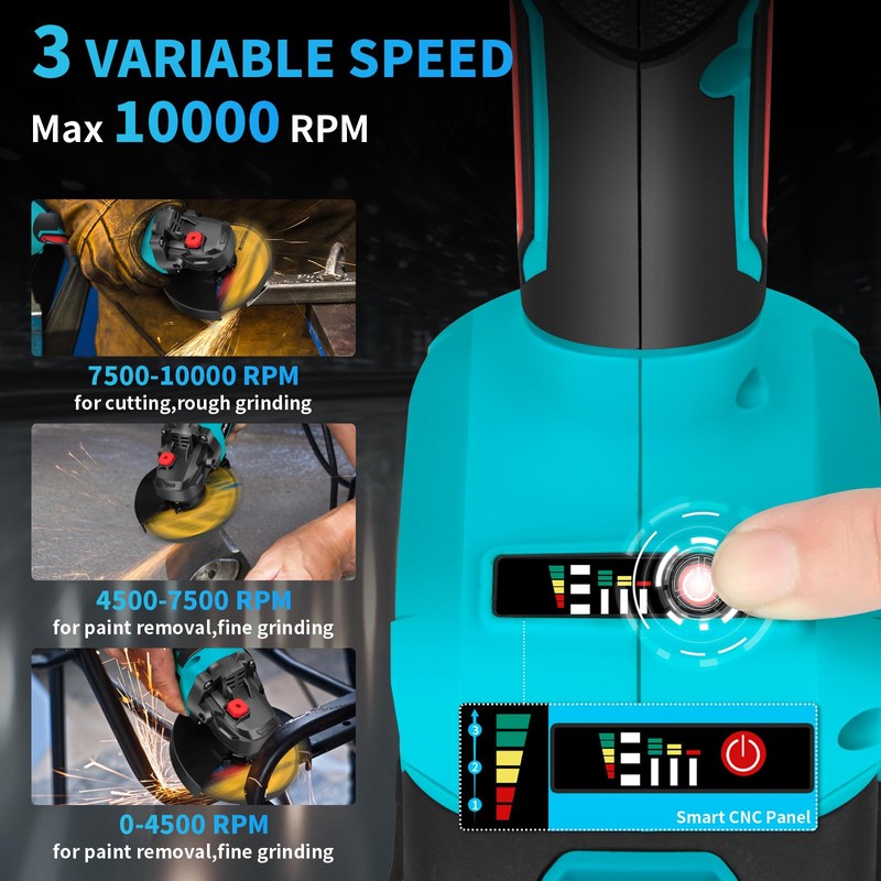 Hlrmsat Cordless Angle Grinder 5-Inch,21V Brushless Power Grinder Tool with