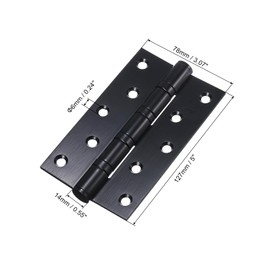 Sourcing Map 2Pcs 5" x 3" - 304 Stainless Steel Swing-Leaf Hinges with Screw, Non-Removable Bearing Hinge for Wooden Door Interior Door (Black)