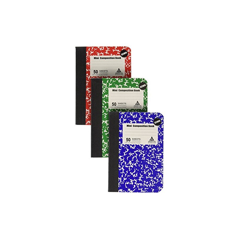 Mini Composition Book, Note Pad, 3 Pack in 3 different