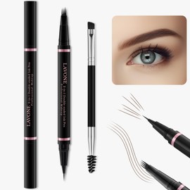 LAVONE Kit de Maquillaje Lápiz de Cejas, Con Lápiz Microblading de Cejas Impermeable 2 En 1, Pomada de Cejas, Delineador de Ojos y Brocha de Cejas de Doble Punta, Kit de Lápiz de Cejas para Cejas Natu