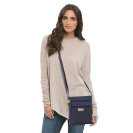 Catwalk Collection Handbags - Damen Pull-Up Leder Umhängetasche - Crossbody Bag Klein - Handtasche mit Verstellbarer Schultergurt - NADINE - Blau
