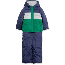 Carter's Boys' Heavyweight 2-Piece Skisuit Snowsuit, Navy Grey Green, 2T