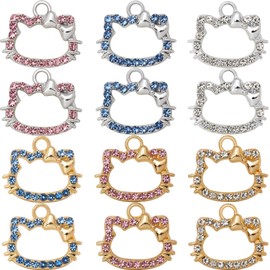 Anjulery 24 Pieces Cat Charms for Earrings, Bracelets, Pendants, Necklaces, Stitch Markers, Crafts, Animal Charms for Jewelry Making and Crafting (12Pcs Mix)