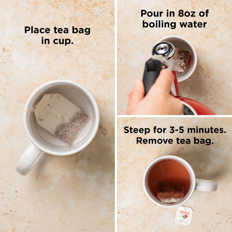 Red Rose Raspberry Herbal Tea Refreshing & Fruity Brewed Naturally