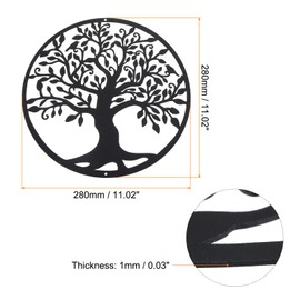 PATIKIL Metal Tree Wall Decor, Tree of Life Wall Sculpture Ornament Hanging Wall Decoration for Home Indoor Outdoor Style 5, Black