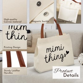 KLL Mothers Day Gifts for Grandma Mimi: Retirement Birthday Christmas Gifts for Nana, Grandma, Gigi, Mimi - Canvas Tote Bag