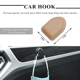 NYTKL 5 PCS Car Dashboard Mini Hooks, Multifunctional Vehicle Hanging Hook Self Adhesive Storage Holder, Auto Dashboard Hanger Interior Organizer for Hanging Key Bag Cable Earphone (Coffee)