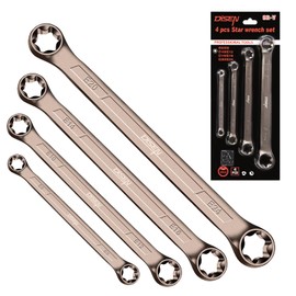 DISEN 2025 Upgraded 4-Piece E-Torx Wrench Set, Double Box End Wrench Set, CR-V Steel, Including E6*E8, E10*E12, E14*E18 and E20*E24