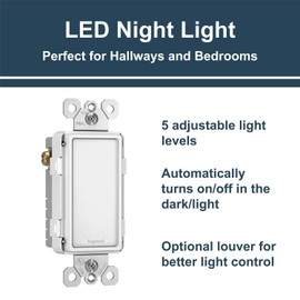 Legrand - Pass & Seymour Radiant In Wall Nightlight to Use as Nursery Night Light, White Adjustable Night Light Outlet, LED Full Night Light, NTLFULLWCC6, 1 Count