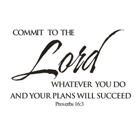Commit to The Lord Vinyl Bible Verse Wall Sticker Joshua Psalm Wall Art Inspirational Quotes and Saying Home Decor Mural Sticker (AY1432 Commit to The Lord 42x67cm)