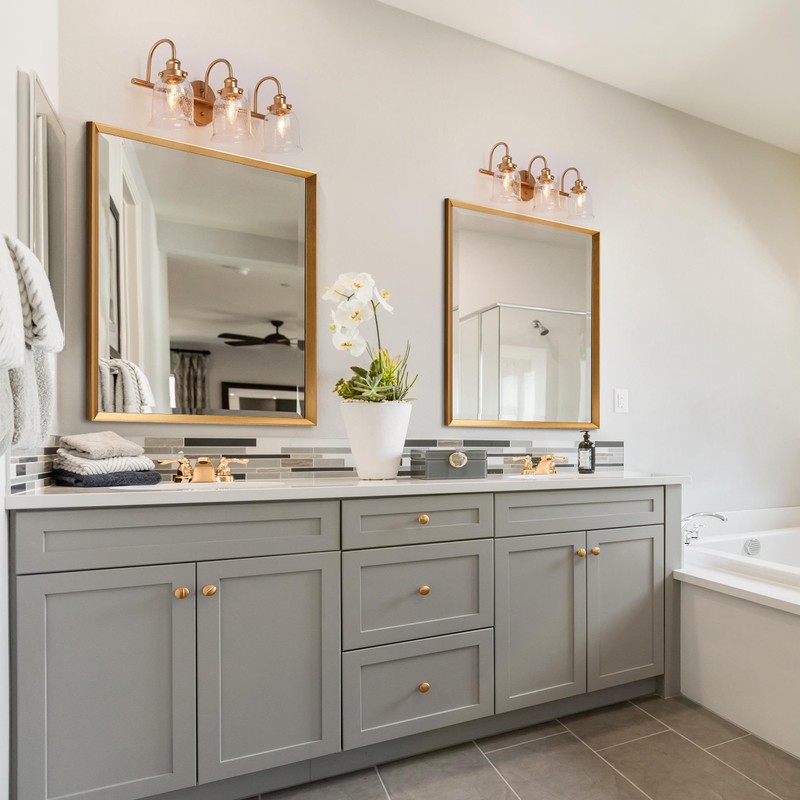 GEPOW Gold Vanity Light, Modern Bathroom Light Fixtures Over Mirror,