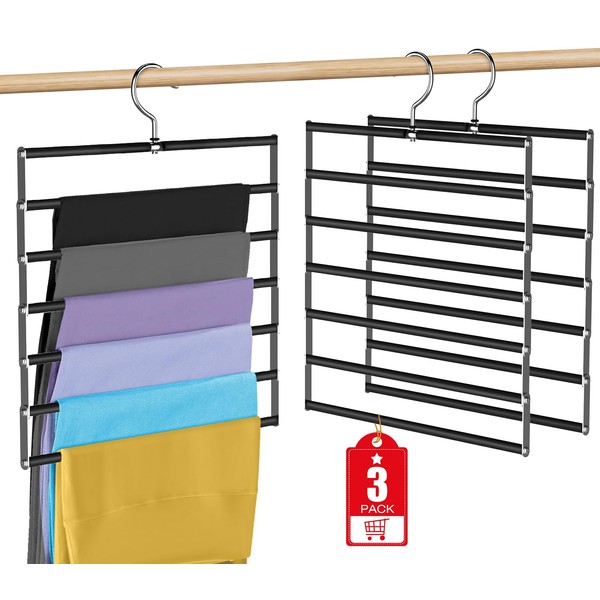 Foldable Pants Hangers Space Saving, 3 Pack Closet Organizers and
