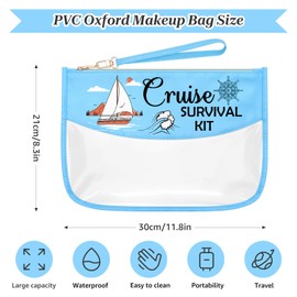 Sazuwu Cruise Lover Gifts for Women Blue PVC Makeup Bag Travel Essentials for Cruise Vacation Beach Gifts for Birthday Trip Cosmetic Bag Graduation Christmas Friendship Present