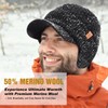 TOP-EX Waterproof Merino Wool Peaked Beanie Hat Men with Ear