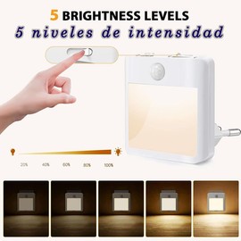 Motion Sensor Night Light (Pack of 2) Night Light for Kids Dimmable (120/60/30) 2700K Warm White for Closet, Hallway, Stairs, Room (Pack of 2)
