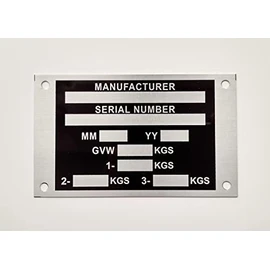 TWIN TRIPLE AXLE Trailer Caravan Transporter HGV VIN Plate Tag Frame Chassis ID 116 x 70mm