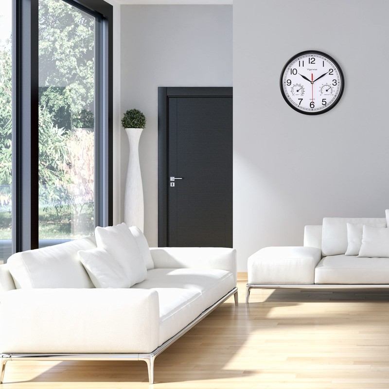 Vigorwise Wall Clock, Sweep Silent Movement Accurate Clocks with Temperature