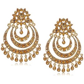 I Jewels Indian Bollywood Gold Plated Traditional Ethnic Designer Party Wear Chandelier Earrings for Women (E2633)