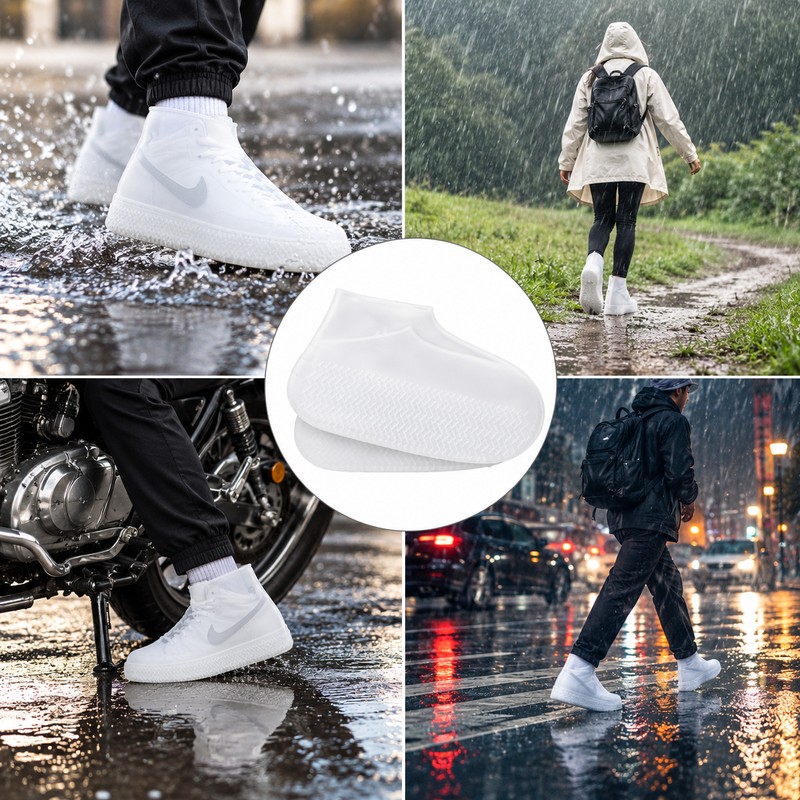 2 Pairs Reusable Waterproof Shoe Covers for Rainy Days –