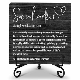 Wooden Table Sign Gift Social Worker Definition Desk Decor Wood Plaque With Metal Stand Appreciation Gift Ideas for Boss Women Best Mom Coworker Teacher Office-A07