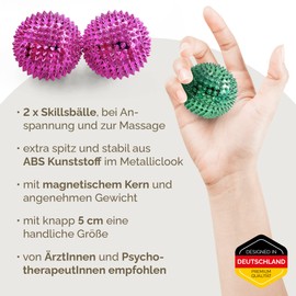 2 x DBT Skills Hedgehog Ball Magnetic High Stress Acupressure Ball for Stress Relief or Massage Against Tension and for More Mobility and Concentration (Pink/Green)