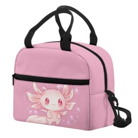 Howilath Axolotl Lunch Bag for Girls Kids Insulated Lunch Box Bag Thermal Picnic Cool Bags with Adjustable Strap School Work Food Lunch Contaier Cute Lunchbag