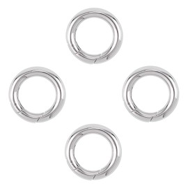 UNICRAFTALE Pack of 4 24 mm Spring Gate Rings Stainless Steel Spring Ring Clasps Closed Ring Clasps O Rings Clasp Connection Findings for Jewellery Making, Stainless Steel Colour, Inner Diameter 16 mm