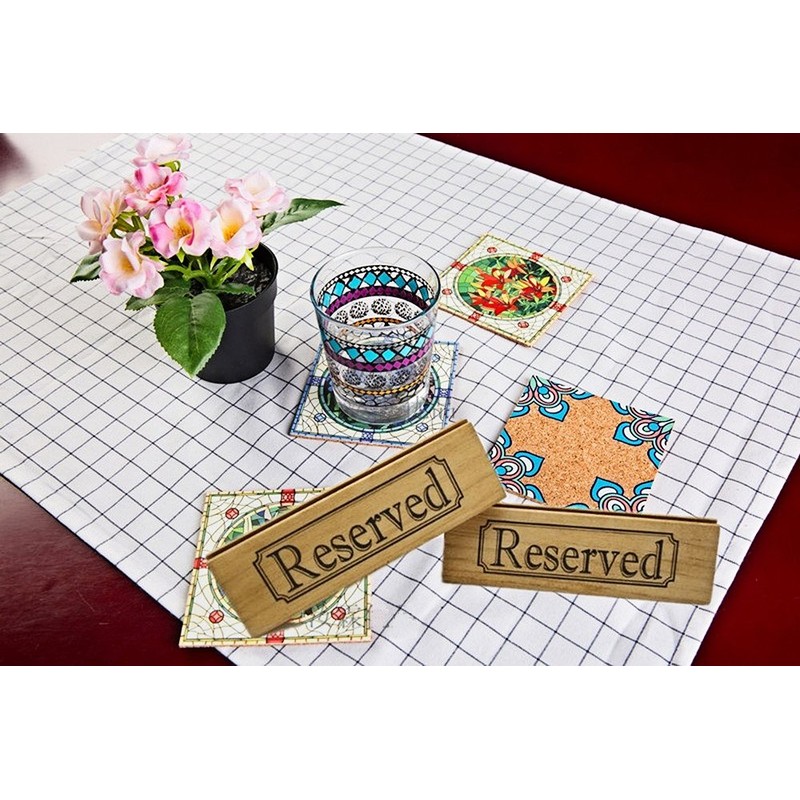 Set of 2 Wooden Table Reserved Bar Restaurant Cafe Reserved