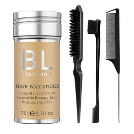 Hair Wax Stick & Black Hair Brush Versatile Hair Styling set, Hair Wax Stick for Hair Edge Frizz Control Anti-Frizz Non-greasy Broken Hair Styling (Set B)