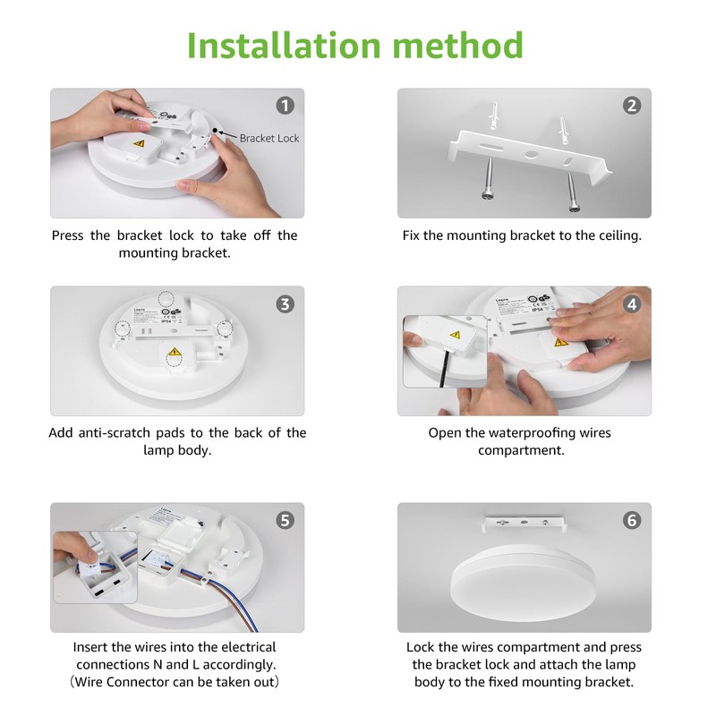 Lepro Bathroom Light, 15W 1500lm Ceiling Lights, 100W Equivalent, Waterproof