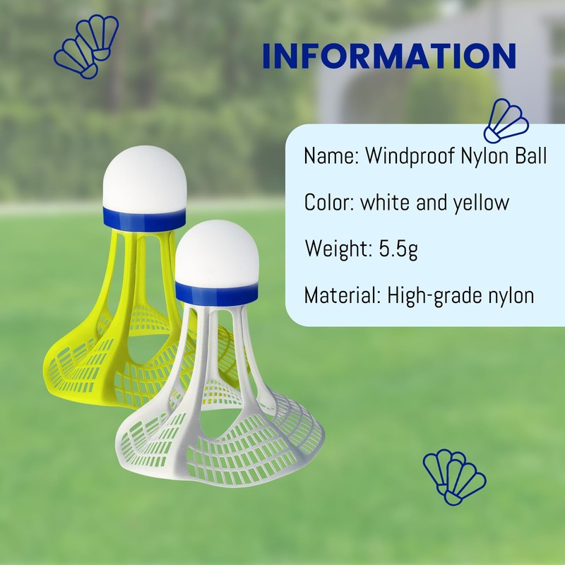 KBCYRT 6 Windproof Badminton Shuttlecocks, High Elasticity Shuttlecocks for Outdoor