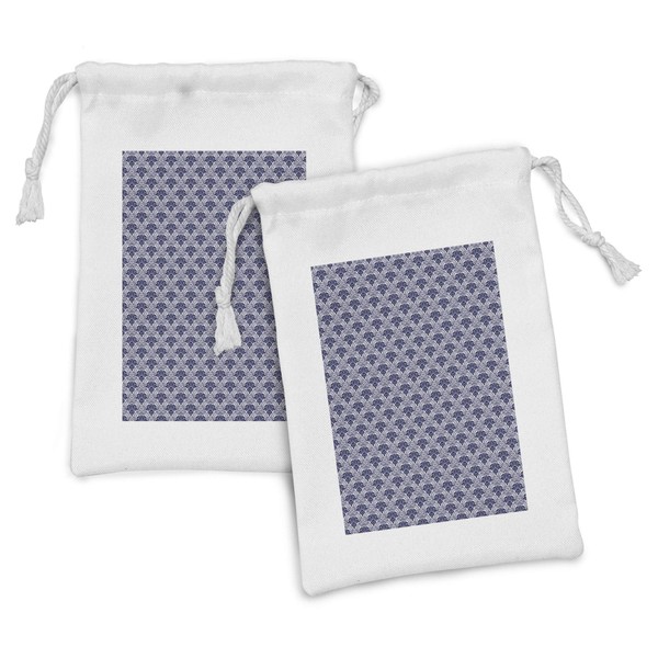 Ambesonne Oriental Fabric Pouch Set of 2, Themed Repetitive Damask