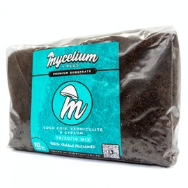 Mycelium Plus CVG Substrate Blend with Proprietary Mix - Organic Coco Coir, Vermiculite, Gypsum with Urea - Ideal for High Yield Mushroom Cultivation - Sterilized 10LB Bag for Beginners & Pros