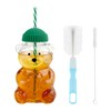 Cute Bear Glass Tumbler with Lid and Straw, 20oz 500ml