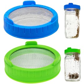 LATRAT Sprout Lid Set, Preserving Jar Lids, Germination Lids, Sprout Jars Lids, Stainless Steel Jar Lids, Sieve for Growing Sprouts at Home