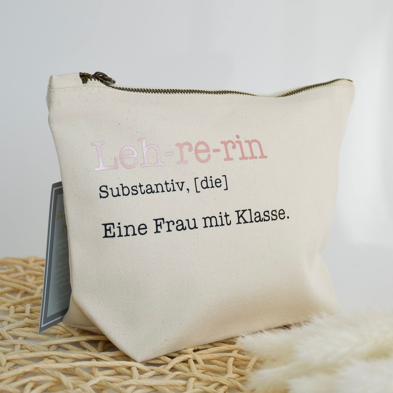 Geschenk für Lehrerin | Kosmetiktasche aus Canvas-Baumwolle | Eine Frau
