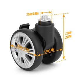 Volein Luggage Replacement Wheels with Brake System, 360 Swivel Wheel Replacement Luggage Travel Suitcase Casters, Suitcase Wheels Replacement with Brake for Suitcase Parts