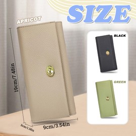 FuninCrea Women Wallets PU Leather Ladies Purse with Multiple Card Slots and ID Windows, Womens Purse Solid Ladies Wallet Stylish Ladies Leather Purses with Lock Buckle and Coin Pocket (Green, L)