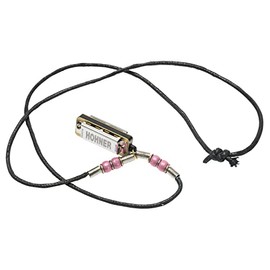 Hohner M38N-PI Mini Harmonica Necklace, Pink