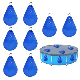 Pool Cover Weights Water Bag, Pack of 8 Thickened Pool Wall Pockets, Pool Weight Bag with Hooks, Robust Pool Water Bag for Hanging, Swimming Pool Cover Hanging Bag with Anti Leak Valve