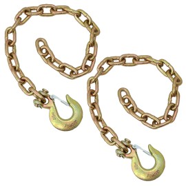 Boxer Tool 5/16" x 35" Grade 70 Trailer Safety Chains w/ Forged Hook & Safety Clip - 2 Pack