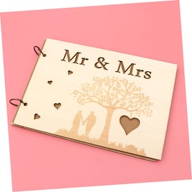 WHAMVOX Unique Wedding Guest Book Engagement Guest Sign-in Book Carving Wooden Design for Wedding Party