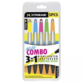 Xtreme Neon Combo 3-in-1 Highlighter Stylus Pen - 5 pack