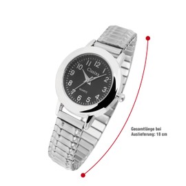 Classix Damen-Zugbanduhr Schwarz Silberfarbig Zugarmband Metall Armbanduhr 1700008-001