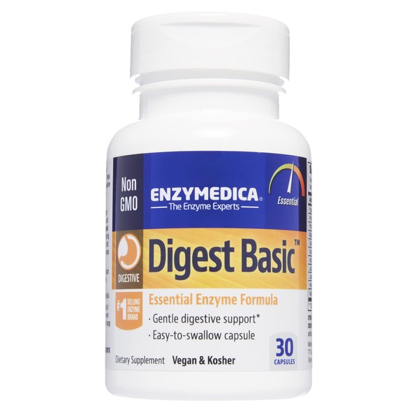 Enzymedica, Digest Basic + Probiotics, Gentle Enzymes for Digestive Health, Breaks Down Carbs, Fats and Proteins with Protease, Amylase and Lipase, 750 Million CFU, Vegetarian, 30 Capsules