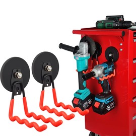 ULIBERMAGNET Heavy Duty Large Magnet Hooks,Strong Magnetic Wave Hooks for Hose,Jig Saw,Circular Saw,Workshop Organization,2 Pack Magnetic Tool Hooks for Hammer Drill,Garden Tool(3.46inch/Orange)…