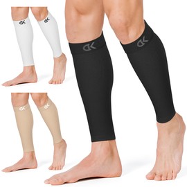 CHARMKING Calf Compression Sleeve for Women & Men Circulation (3 Pairs) 15-20 mmHg is Best Athletic for Running, Flight Travel, Support, Cycling, Pregnant - Boost Performance (2X, Black/White/Beige)