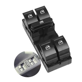 BIRACO Interruptor de Control de Consola Maestra,Panel de Ventana Eléctrico,para Vw Golf Jetta Passat,Negro